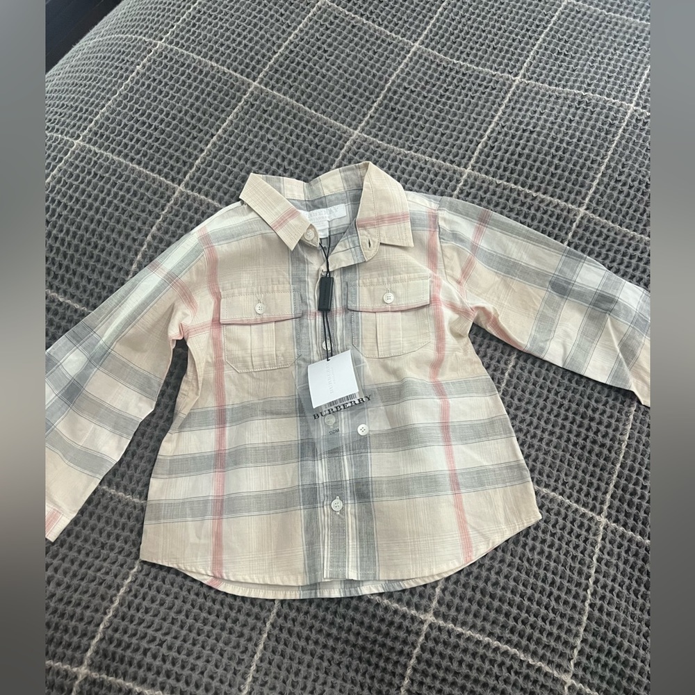 Burberry Baby Boy Trauls Shirt Classic Check 12 Months New with Tags